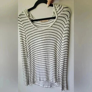 VTG Big Star Long sleeve knit stripe top, Light Weigt sweater w Hood, size small